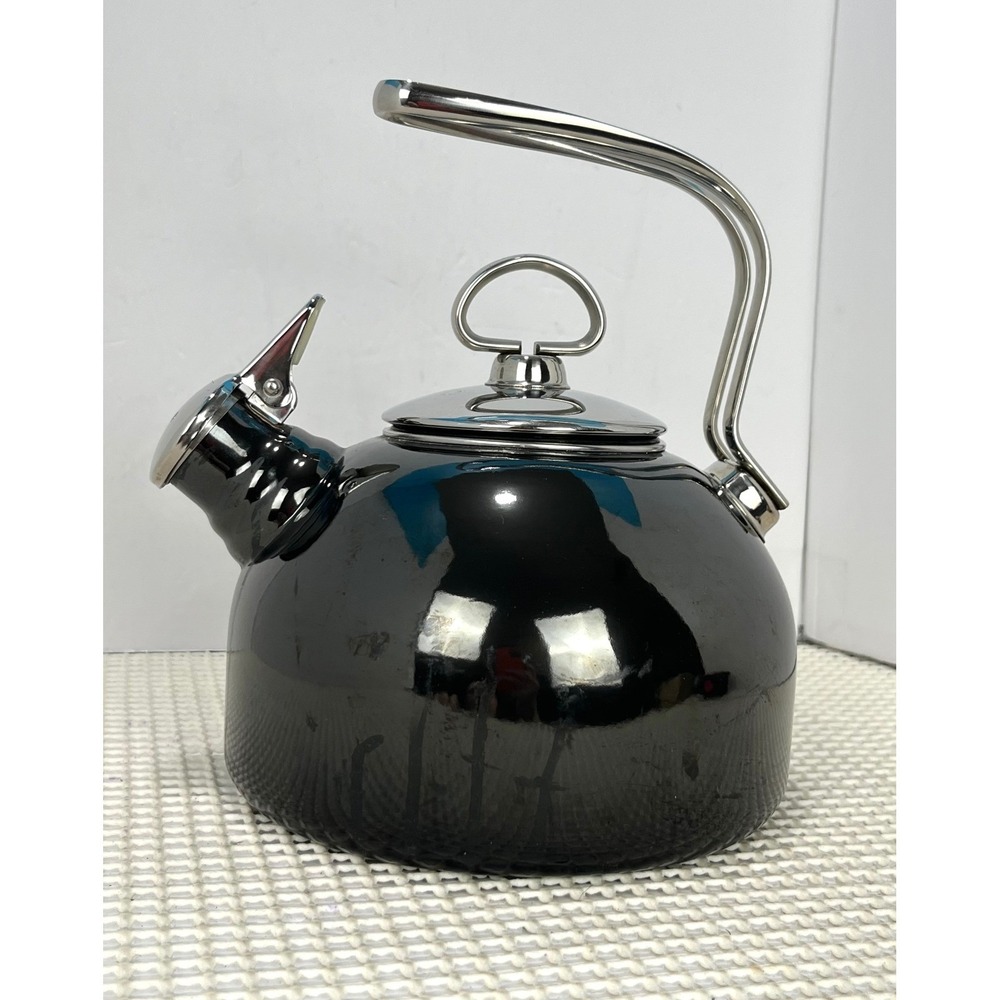 Chantal Black Stainless Steel Stovetop Kettle Teapot Whistling Modern Design